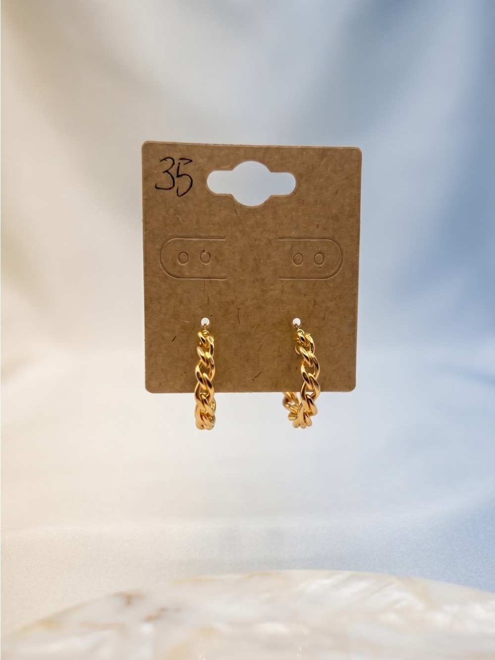 Gold Twisted Hoop Earrings NWOT Chunky Chain Link Hoops Trendy Statement Jewelry